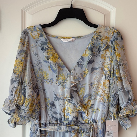 LC Lauren Conrad Dresses & Skirts - LC Lauren Conrad Blue & Yellow Floral Ruffled Maxi Dress Size 1X